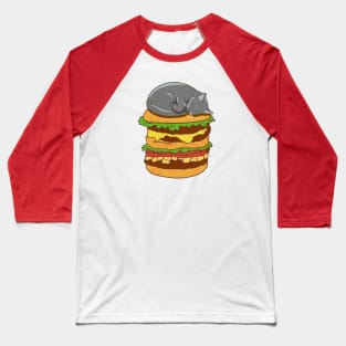 Burger Cat - grey Baseball T-Shirt